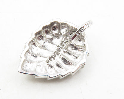925 Sterling Silver  Sparkling Cubic Zirconia Floral Leaf Pendant  PT8085