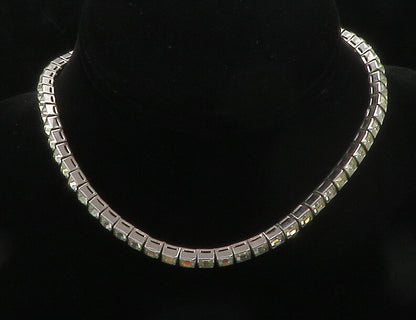 DORSON'S 925 Sterling Silver  Vintage Shiny Topaz Hinge Chain Necklace  NE2727