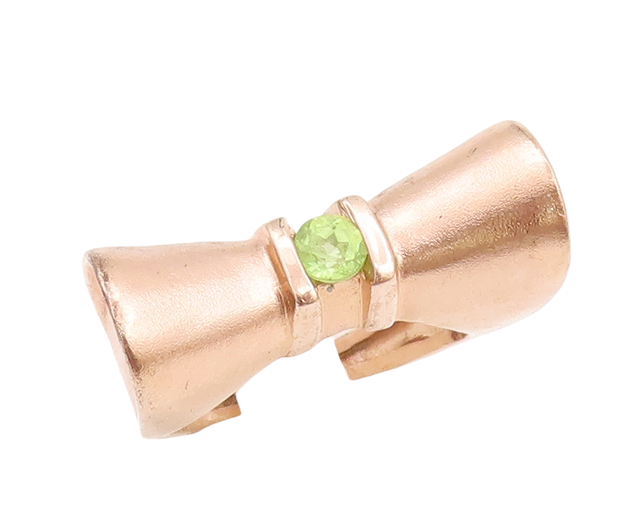 925 Sterling Silver Vintage Ring Rose Gold Plated Peridot Bow  Sz 8  RG28713