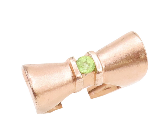925 Sterling Silver Vintage Ring Rose Gold Plated Peridot Bow  Sz 8  RG28713
