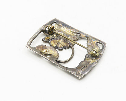 925 Sterling Silver  Vintage Dark Tone Single Daisy Flower Brooch Pin  BP3673