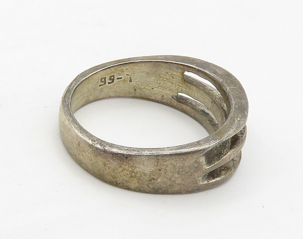 MEXICO 925 Sterling Silver  Vintage Dark Tone Split Band Ring Sz 7.5  RG16246