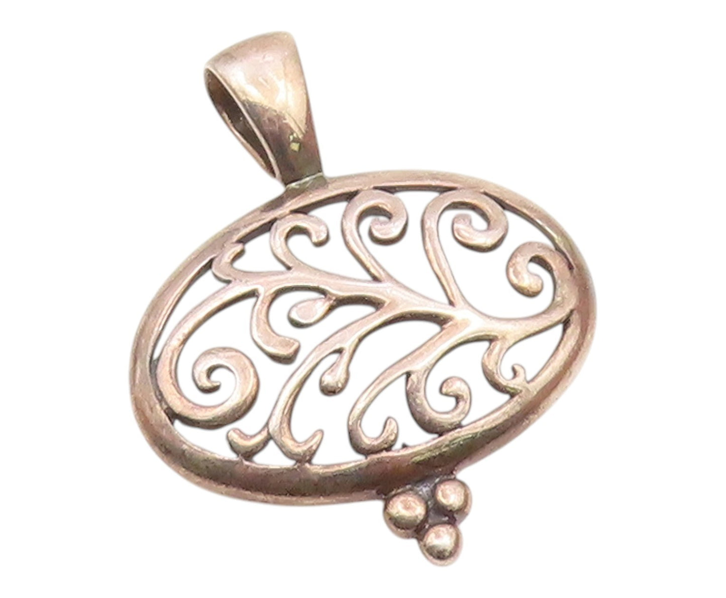 925 Sterling Silver  Vintage Openwork Vine Cutout Drop Pendant  PT21413