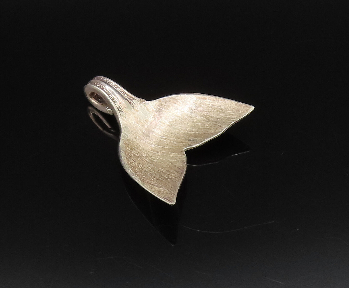 925 Sterling Silver  Vintage Minimalist Whale Tail Dome Pendant  PT21746