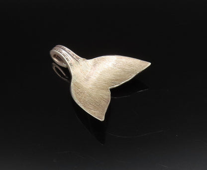 925 Sterling Silver  Vintage Minimalist Whale Tail Dome Pendant  PT21746