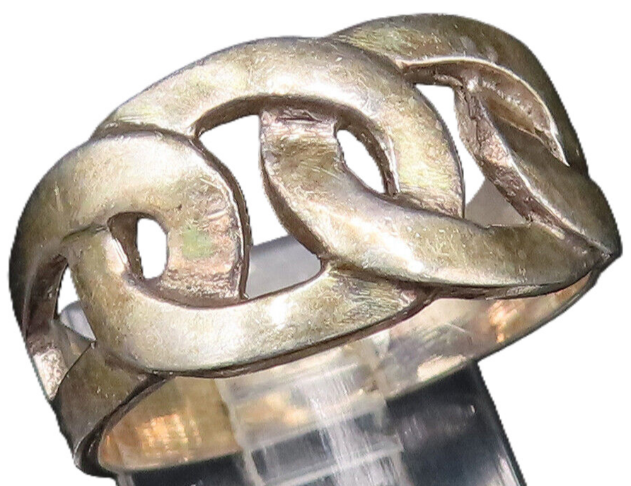 925 Sterling Silver Vintage Interlocking Open Circles Band Ring Sz 9.5 RG25835