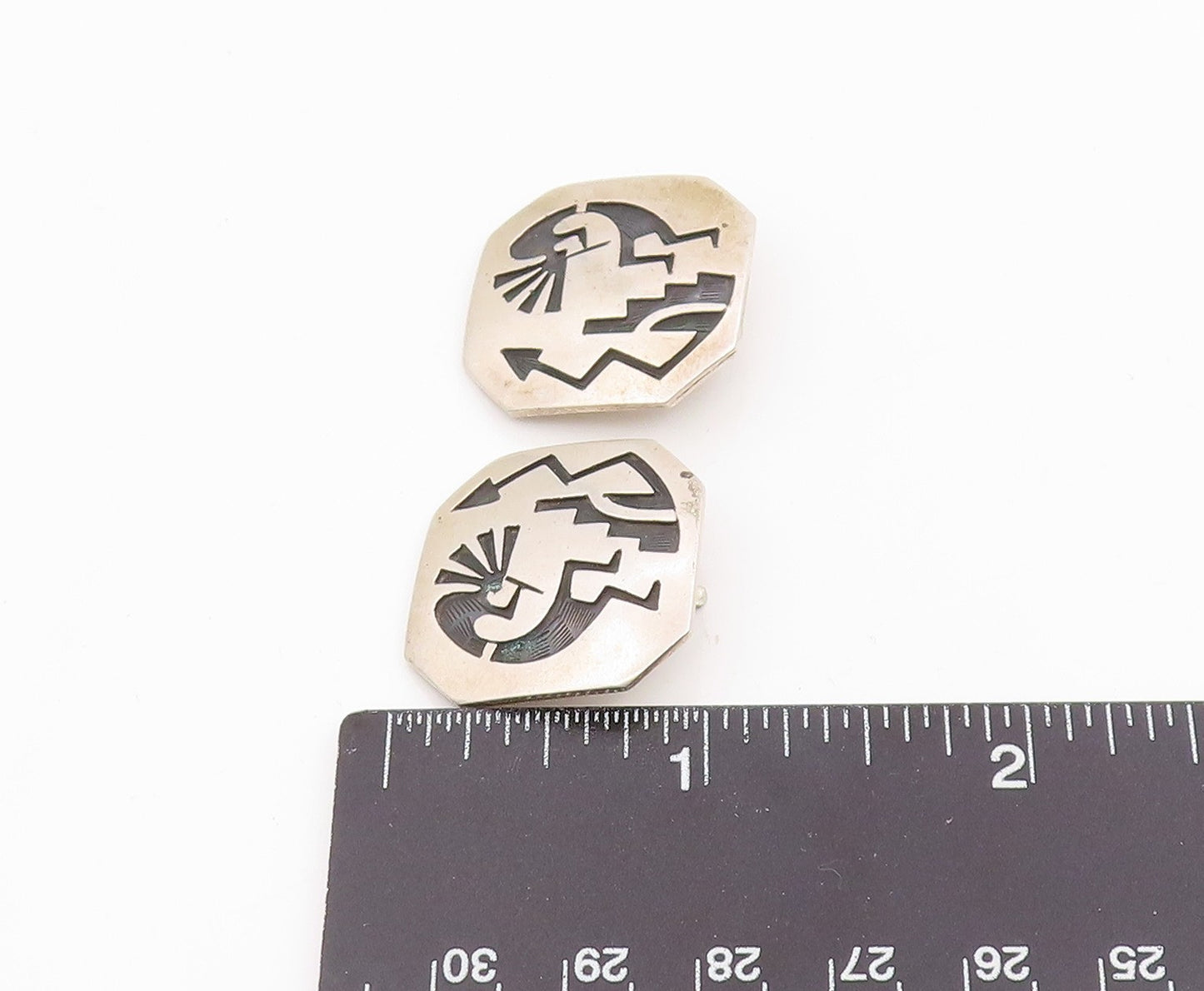 NAVAJO 925 Sterling Silver  Vintage Ancient Egyptian Carved Earrings  EG12566