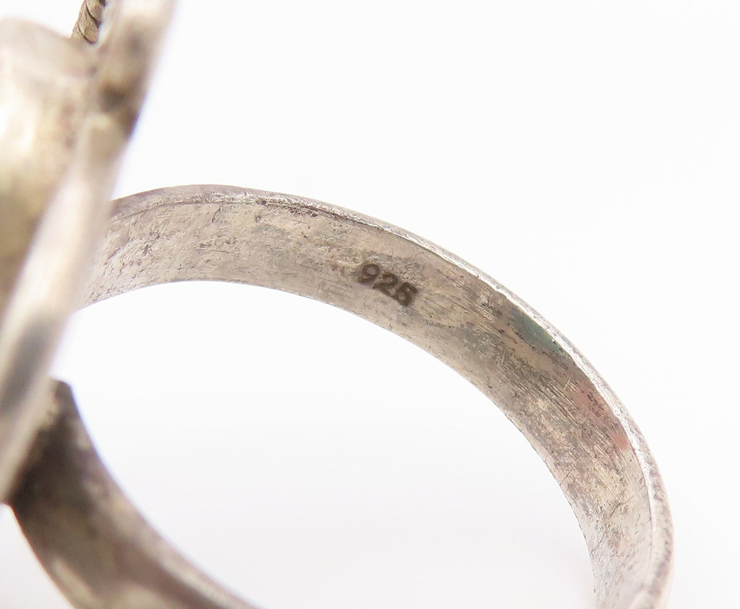 925 Sterling Silver Vintage Ring Cabochon Turquoise Statement Band Sz 9 RG35574