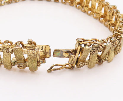 925 Sterling Silver Vintage Bracelet Gold Plated Repeated Pattern Cutout BT10467