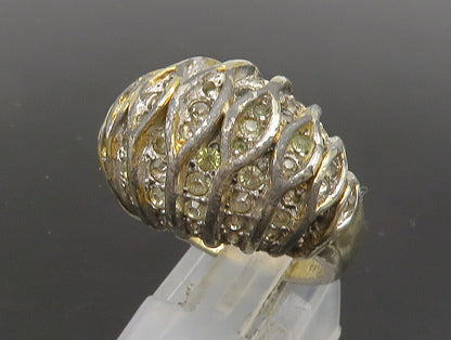 PANETTA 925 Silver  Vintage Shiny White Topaz Dome Band Ring Sz 6.5  RG23946
