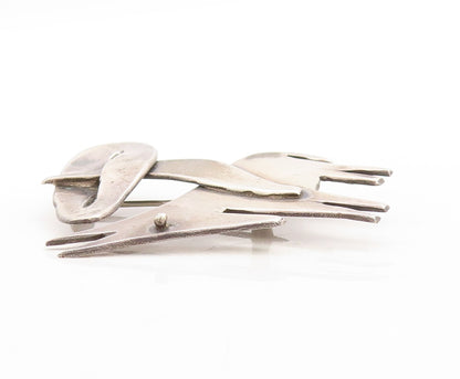 925 Sterling Silver Vintage Brooch Pin Designer Tribal Man on Donkey  BP11395