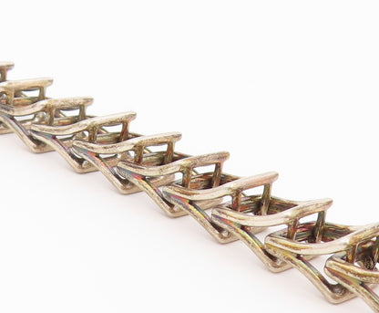 925 Sterling Silver Vintage Bracelet Classic Open Geometric Square Link  BT12197