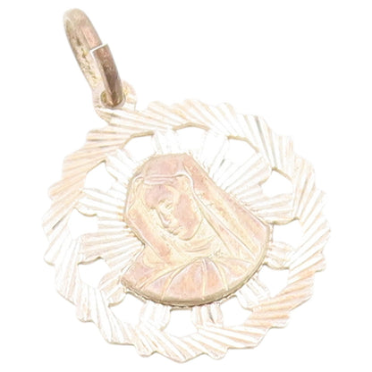 925 Sterling Silver Vintage Pendant VIOR Etched Holy Virgin Mary Medal  PT26398