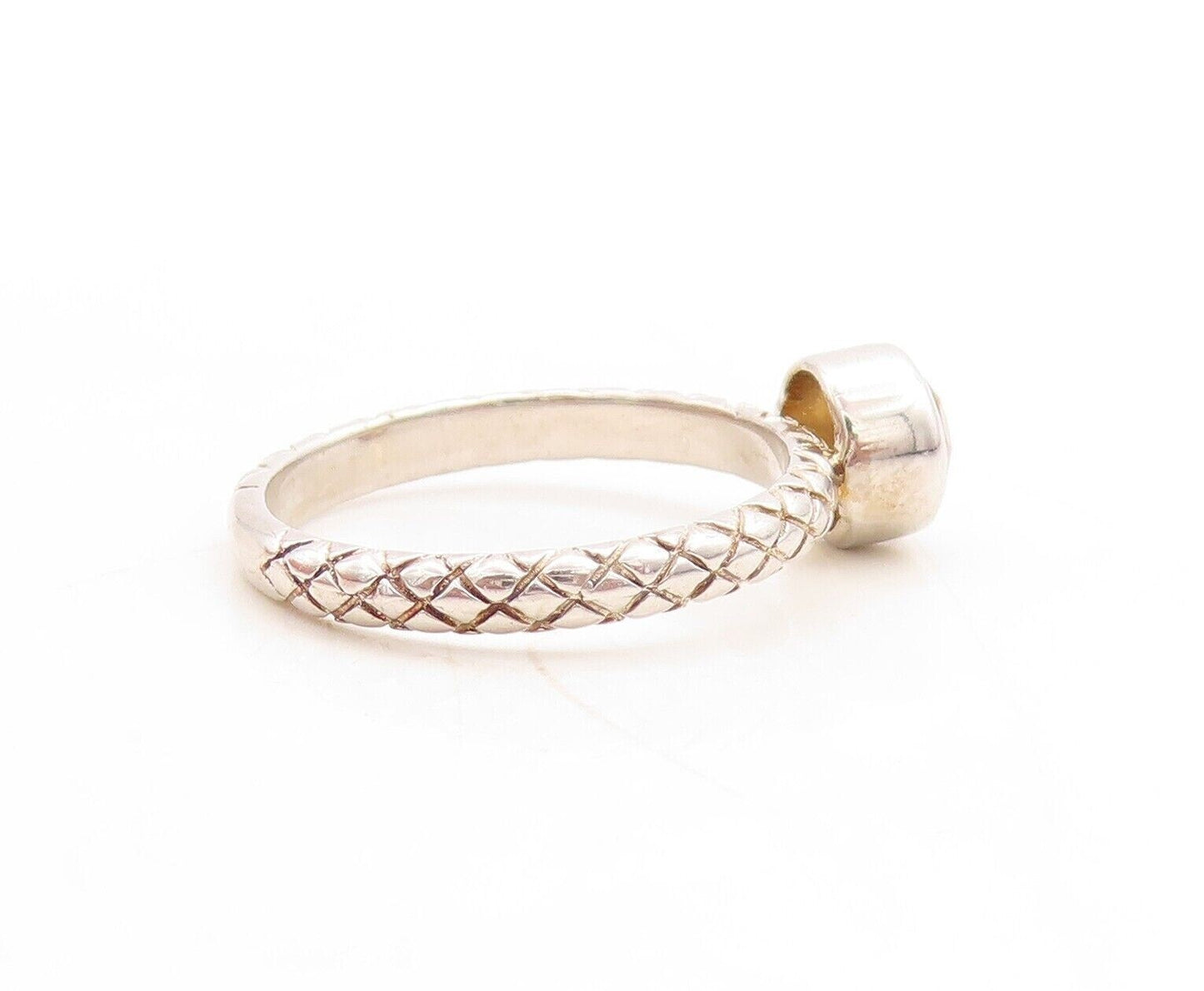 925 Sterling Silver Vintage Ring Round Cut Stackable Citrine  Sz 5.5  RG30080