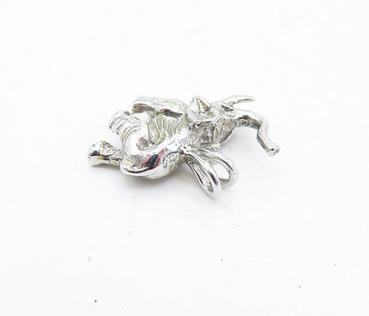 925 Sterling Silver  Vintage Petite Shiny Etched Elephant Pendant  PT3629