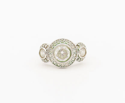 925 Sterling Silver Vintage Ring Minimalist Circular Halo Topaz Sz 6  RG27902