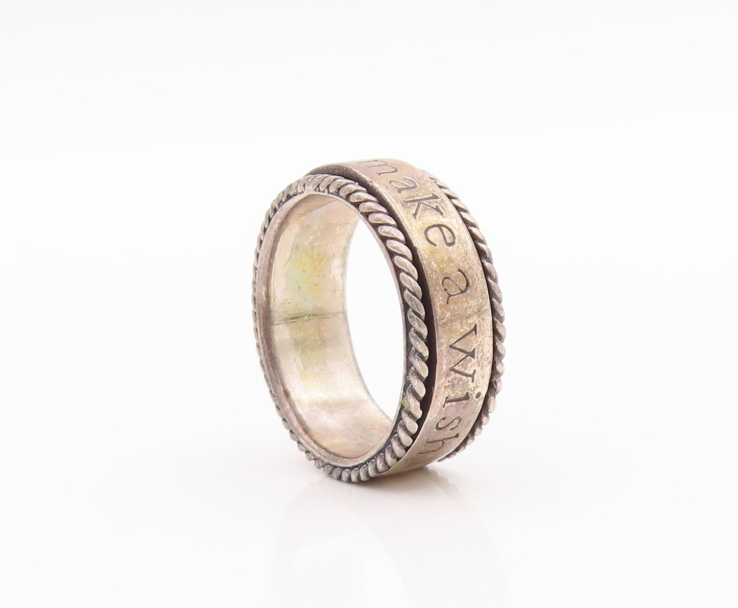 925 Sterling Silver Vintage Ring Antique Make A Wish Etched  Sz 7  RG33257