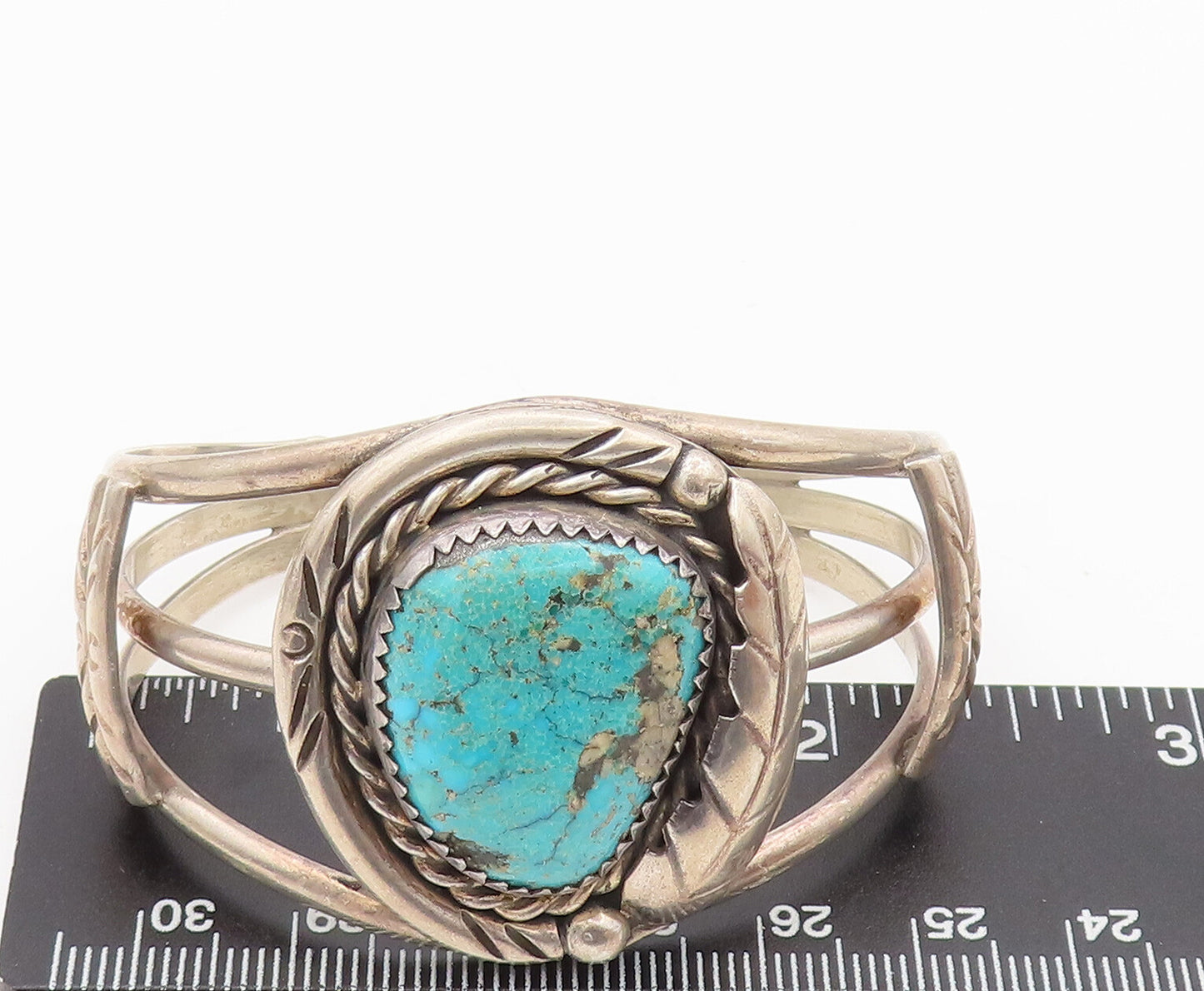 NAVAJO 925 Sterling Silver Vintage Real Royston Turquoise Bracelet  BT10106