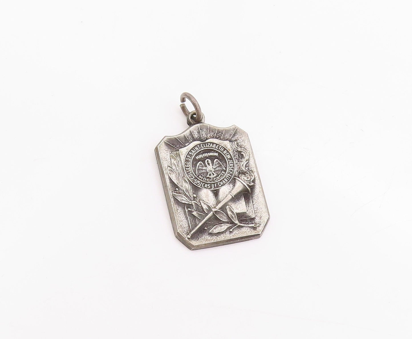 925 Sterling Silver Vintage Pendant 1943 St. Elizabeth Graduation Charm  PT24672