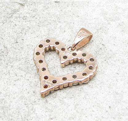 Rose Gold Over 925 Silver  .18ctw Genuine Diamonds Love Heart Pendant  PT1264