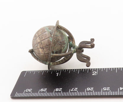 925 Sterling Silver Vintage Paper Weight Dark Tone Cutout Globe   TR3842