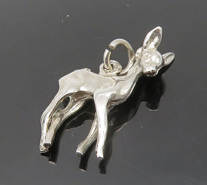 925 Sterling Silver  Vintage Petite Shiny Baby Deer Animal Pendant  PT12268