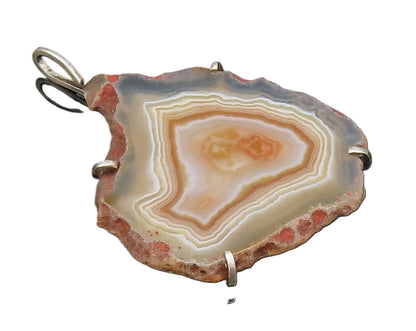 925 Sterling Silver  Vintage Large Unique Agate Statement Pendant  PT21569