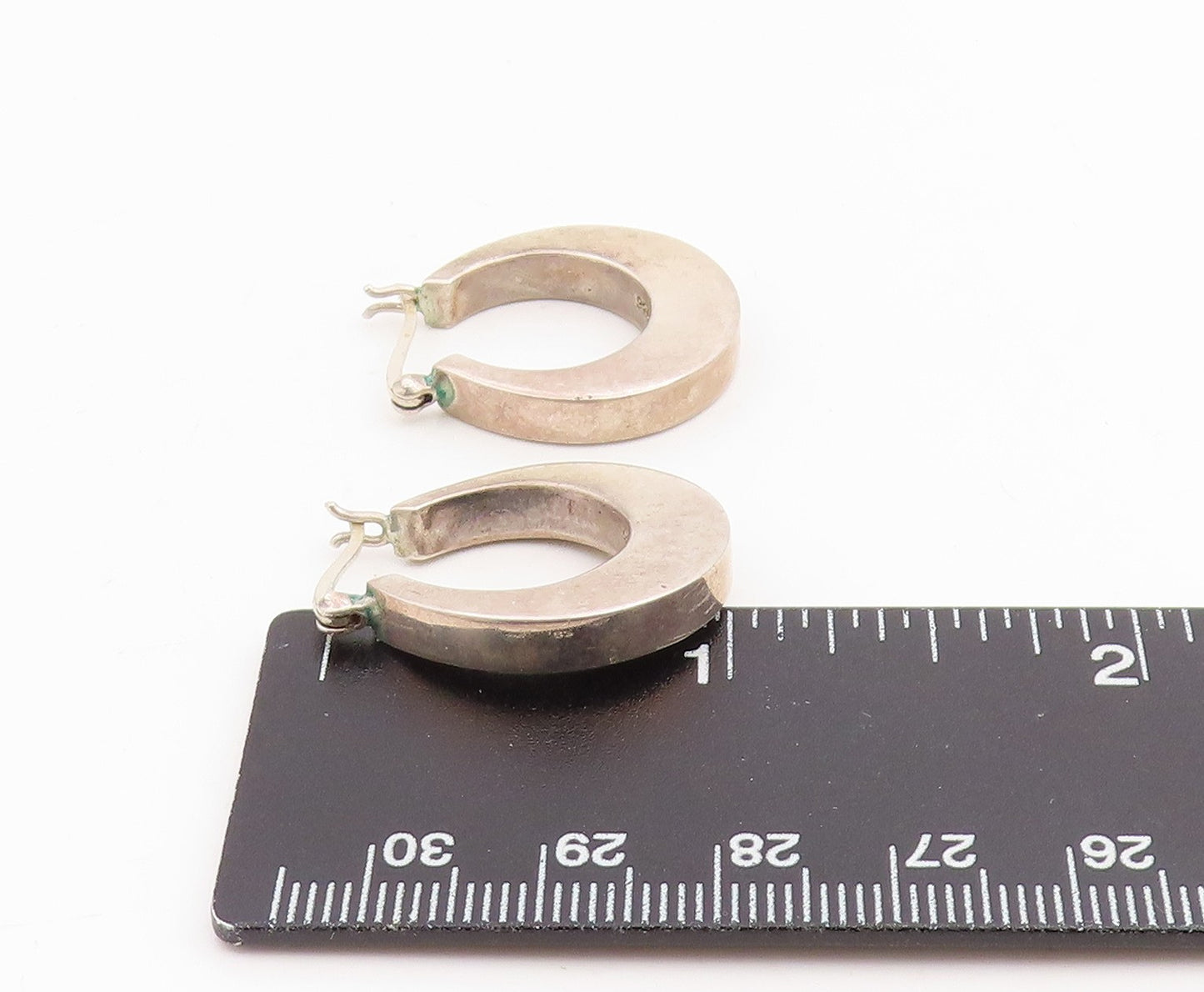 925 Sterling Silver Vintage Earrings Minimalist Bold Crescent Moon Hoop  EG14120