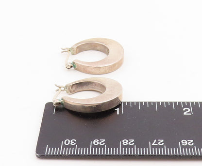 925 Sterling Silver Vintage Earrings Minimalist Bold Crescent Moon Hoop  EG14120
