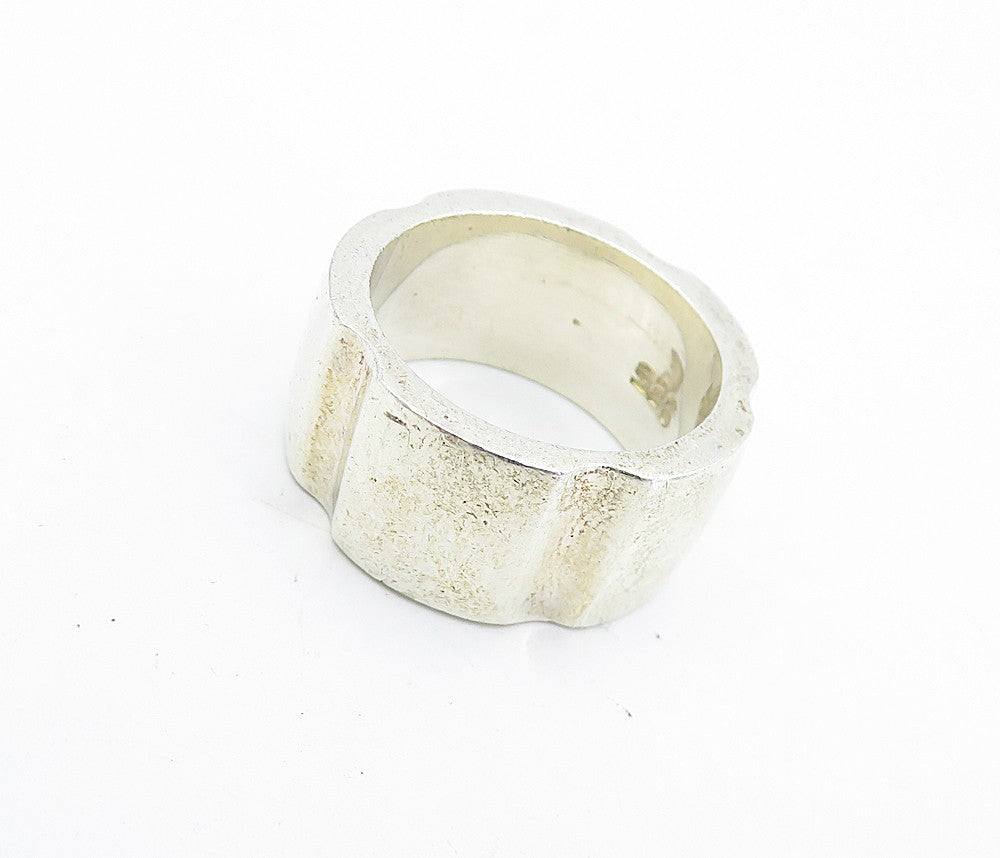 925 Sterling Silver Vintage Shiny Dented Pattern Round Band Ring Sz 7  RG7112