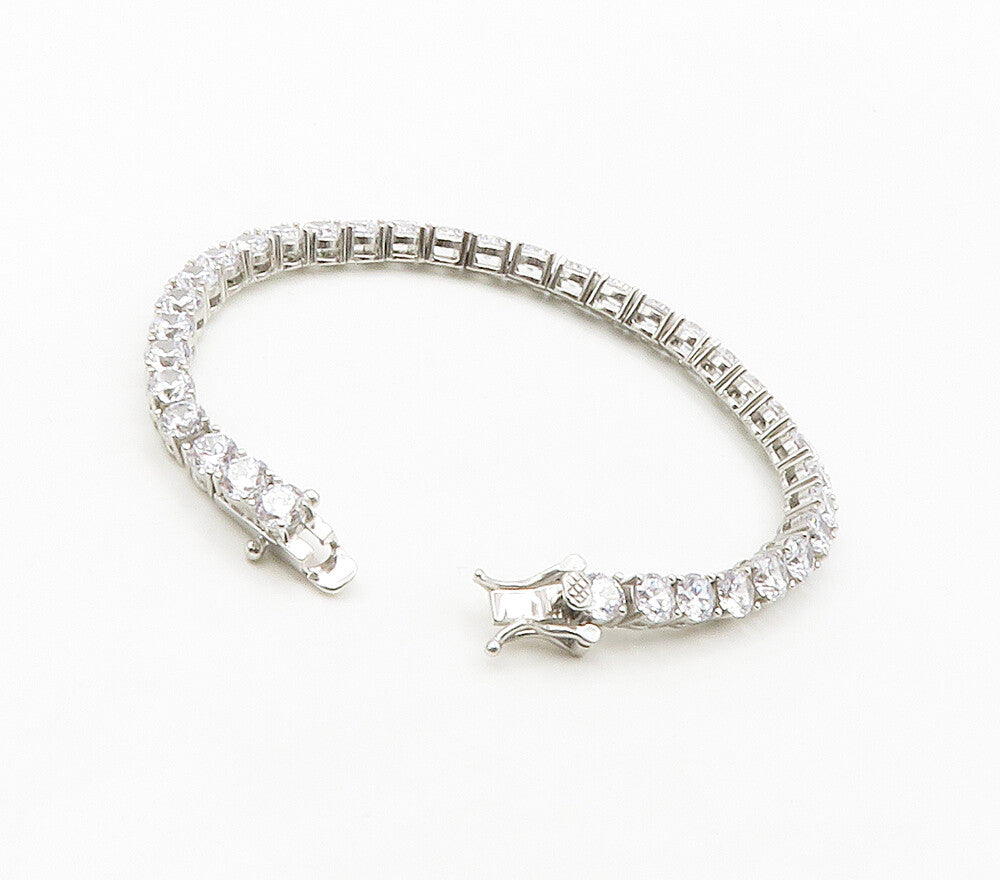 925 Sterling Silver  Sparkling Round Cut Cubic Zirconia Tennis Bracelet BT6522