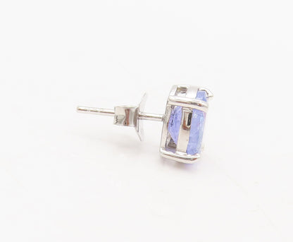 925 Sterling Silver  Vintage Minimalist Oval Tanzanite Stud Earrings  EG12710