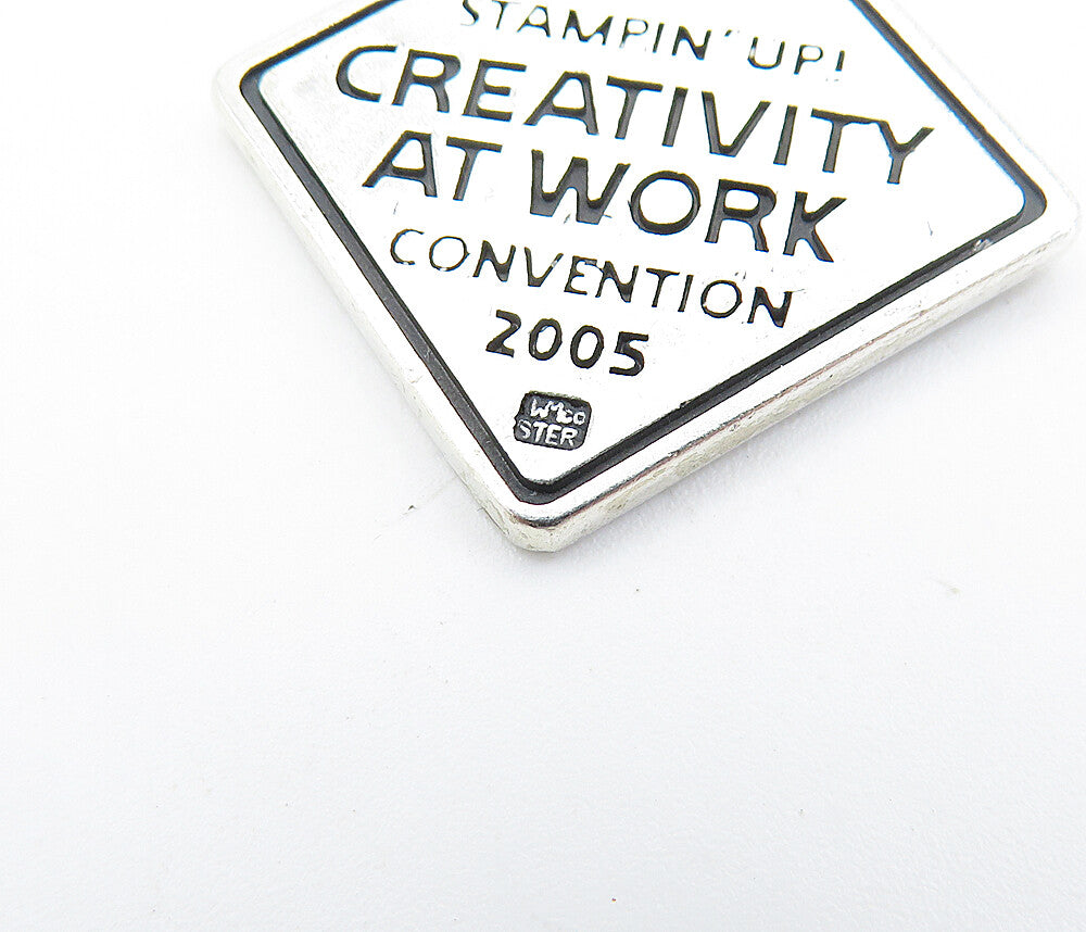 925 Sterling Silver  Stampin' Up Convention 2005 Oxidized Drop Pendant  PT4034