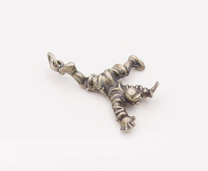 925 Sterling Silver  Vintage Soccer Guy On Handstand Charm Pendant  PT22153
