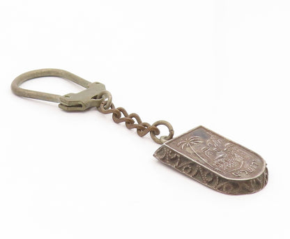 925 Sterling Silver Vintage Key Chain ISRAEL Carved Jerusalem Cityscape  TR4211
