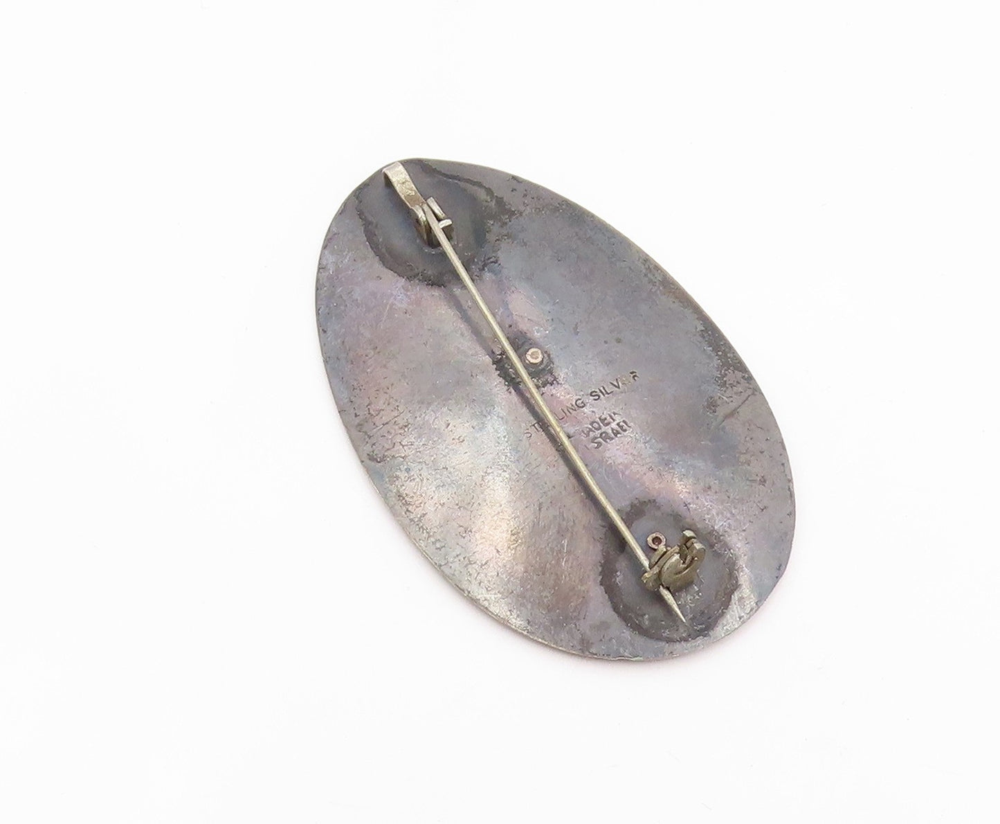 925 Sterling Silver Vintage Brooch ISRAEL Mother Of Pearl Figural Pin  BP12429
