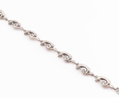 925 Sterling Silver Vintage Bracelet Dark Tone Swimming Sea Gull   BT11028