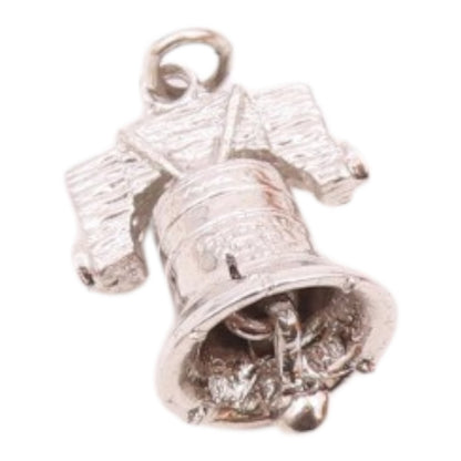 925 Sterling Silver  Vintage Liberty Bell Charm Pendant (JINGLES)  PT21045