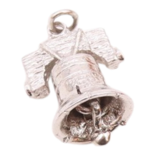 925 Sterling Silver  Vintage Liberty Bell Charm Pendant (JINGLES)  PT21045