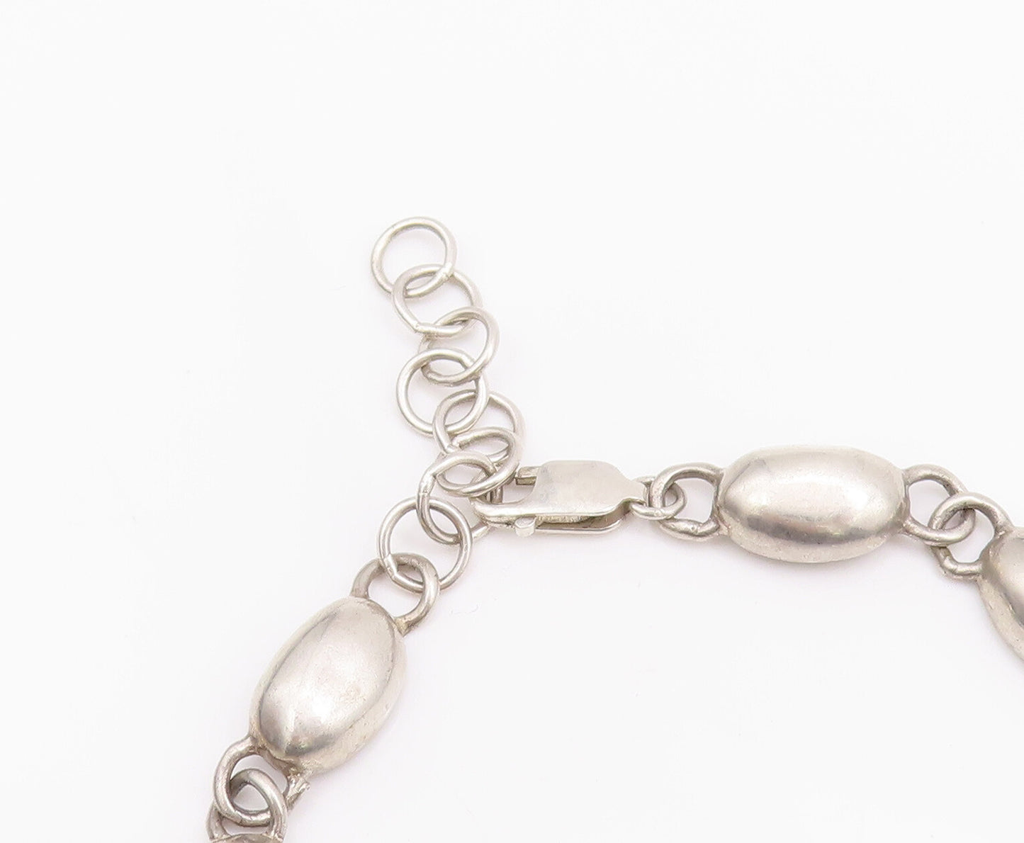 925 Sterling Silver Vintage Necklace Solid Oval Multi Shape Domed Linked  NE4291