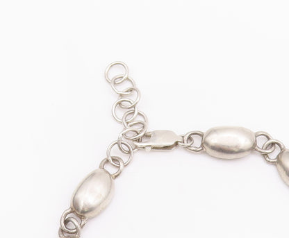 925 Sterling Silver Vintage Necklace Solid Oval Multi Shape Domed Linked  NE4291
