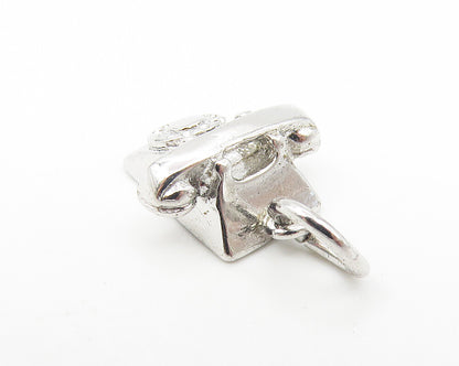 925 Sterling Silver  Vintage Petite Old Fashioned Telephone Pendant  PT9046