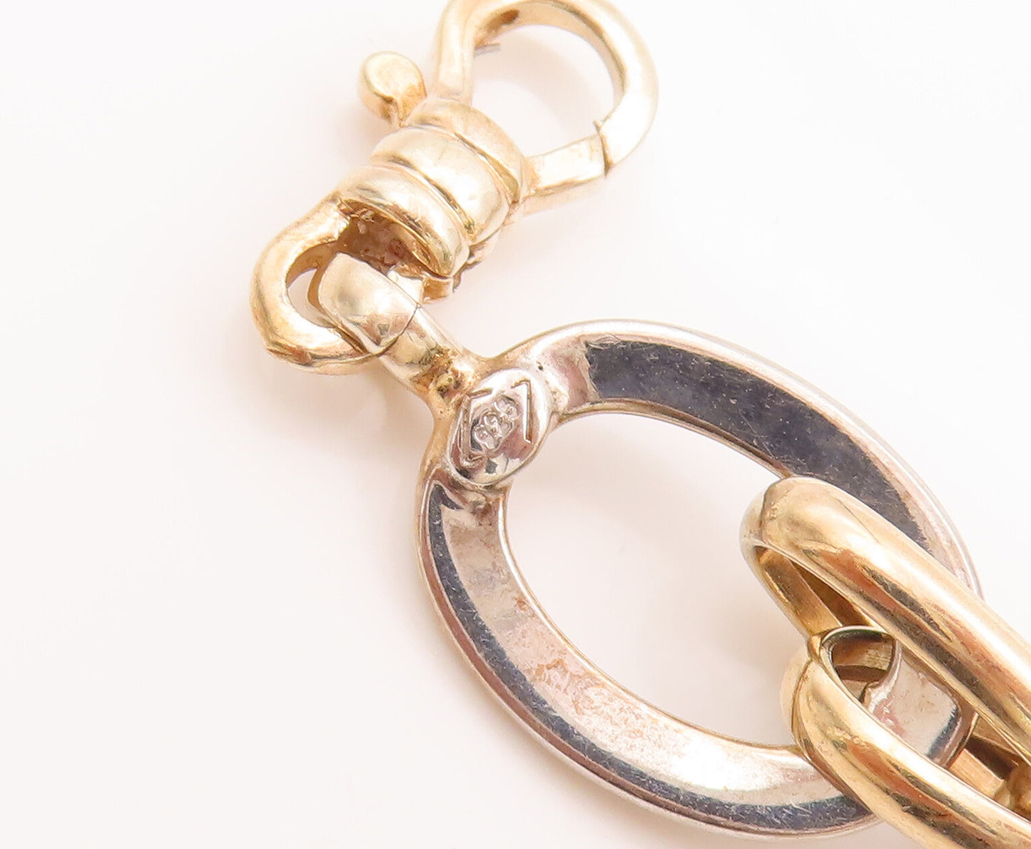 925 Sterling Silver Vintage Bracelet Gold Plated Designer Oval Loop Link BT10334