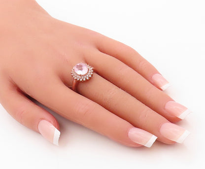 925 Sterling Silver Vintage Ring Rose Gold Plated 2 Tone CZ Flower Sz 7  RG30911