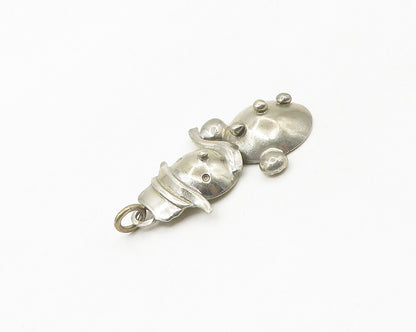 925 Sterling Silver  Vintage Shiny Winter Snowman Motif Pendant  PT14423