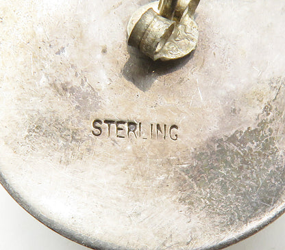 925 Sterling Silver  Vintage Cabochon Malachite Button Drop Earrings  EG7769