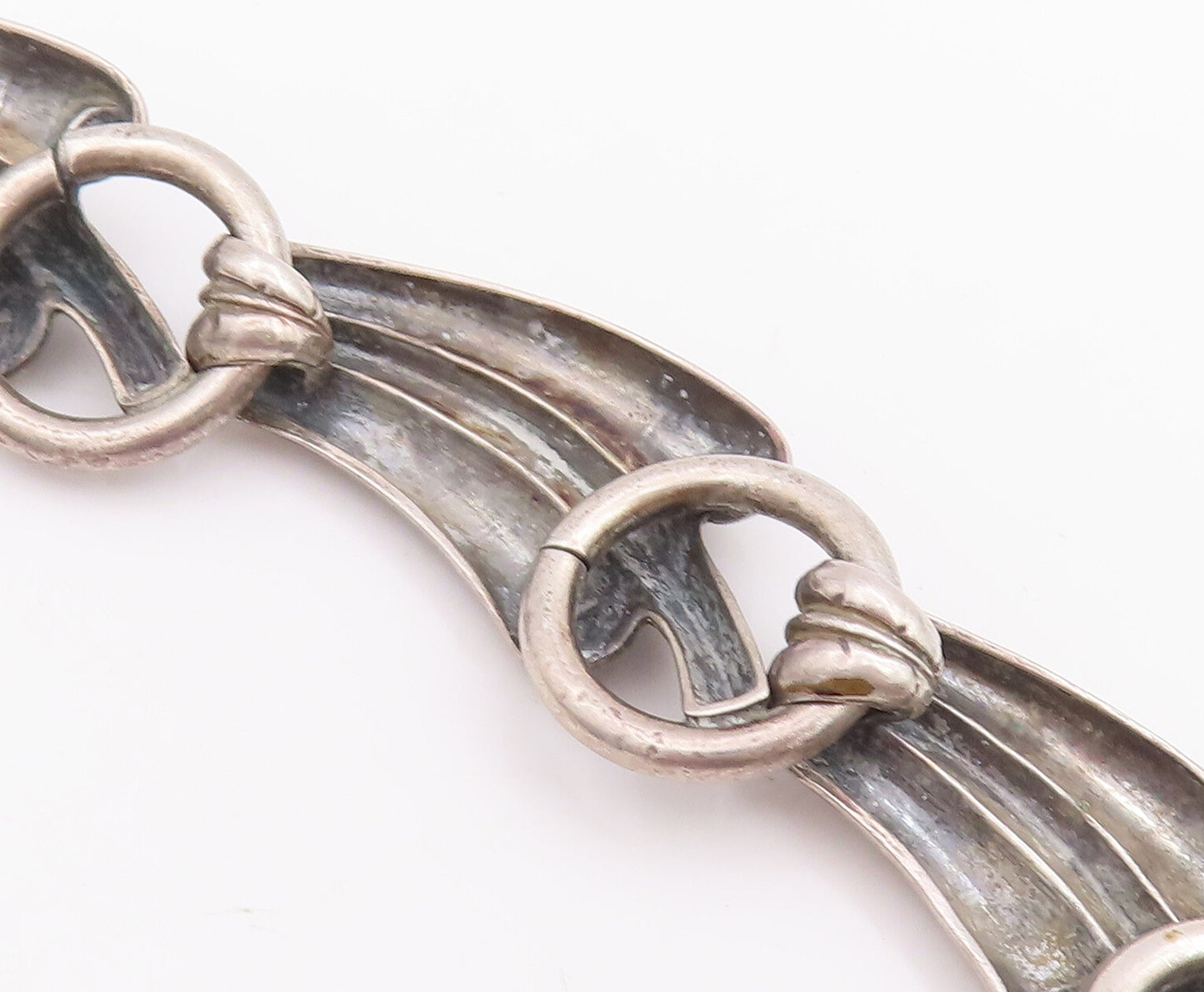 925 Sterling Silver Vintage Bracelet Solid Carved Bamboo Effect Design  BT10600