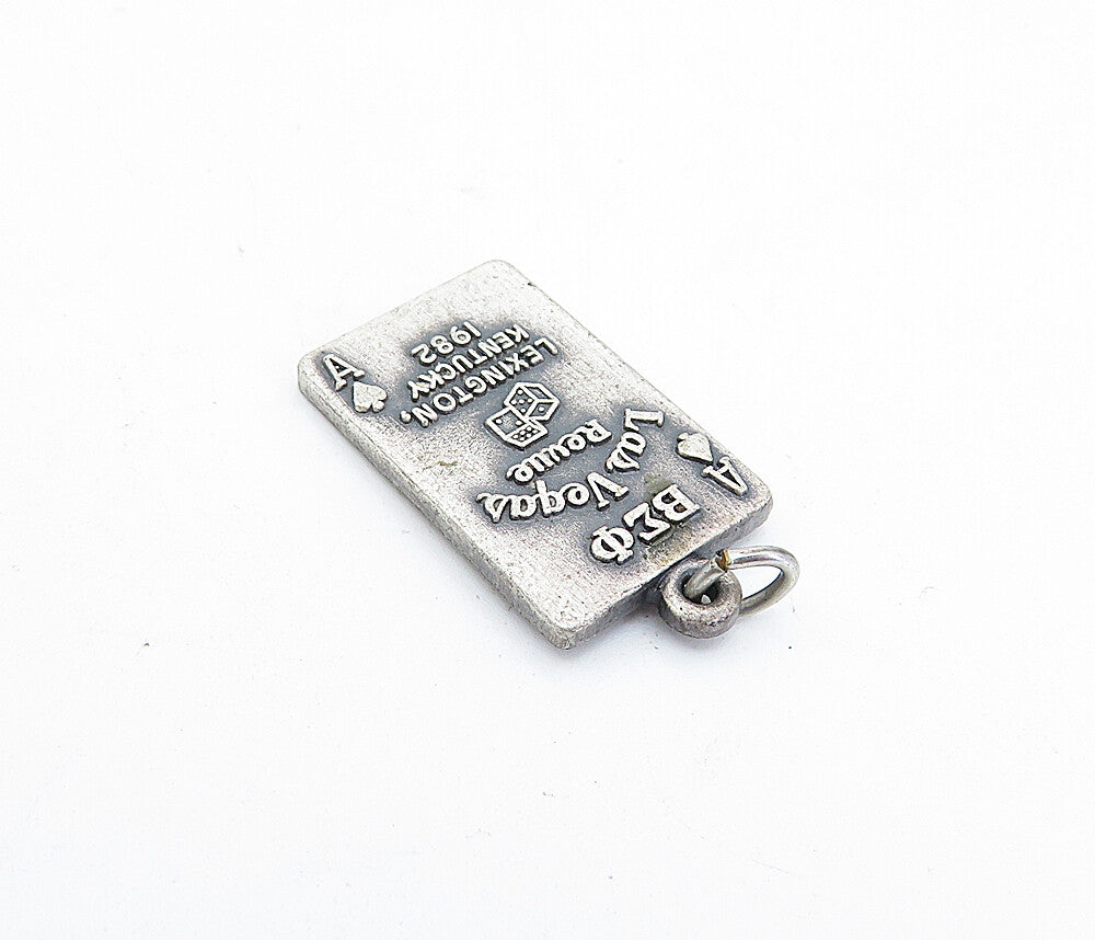 925 Sterling Silver Vintage Petite Las Vegas Playing Card Pendant PT2869