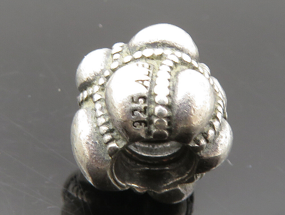 PANDORA 925 Sterling Silver  Vintage Shiny Pattern Bead Charm Pendant  PT19984