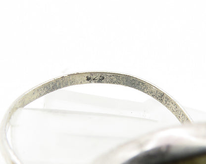 925 Sterling Silver  Labradorite Shiny Smooth Cocktail Ring Sz 7  RG10277